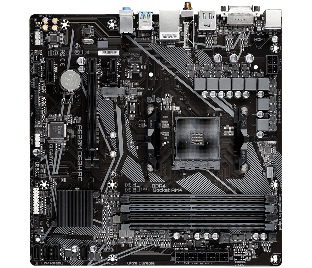 GIGABYTE A520M DS3H AC Ultra Durable Motherboard Image