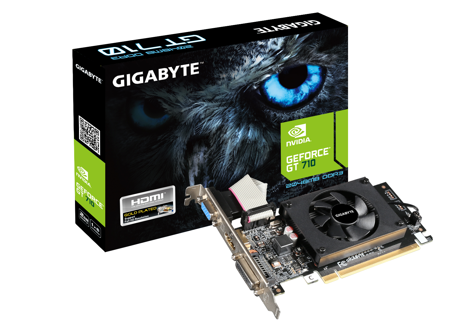 Gigabyte GeForce GT 710 (GDDR3) Low Profile 2G with Dual-link DVI-D, D-Sub, HDMI Image