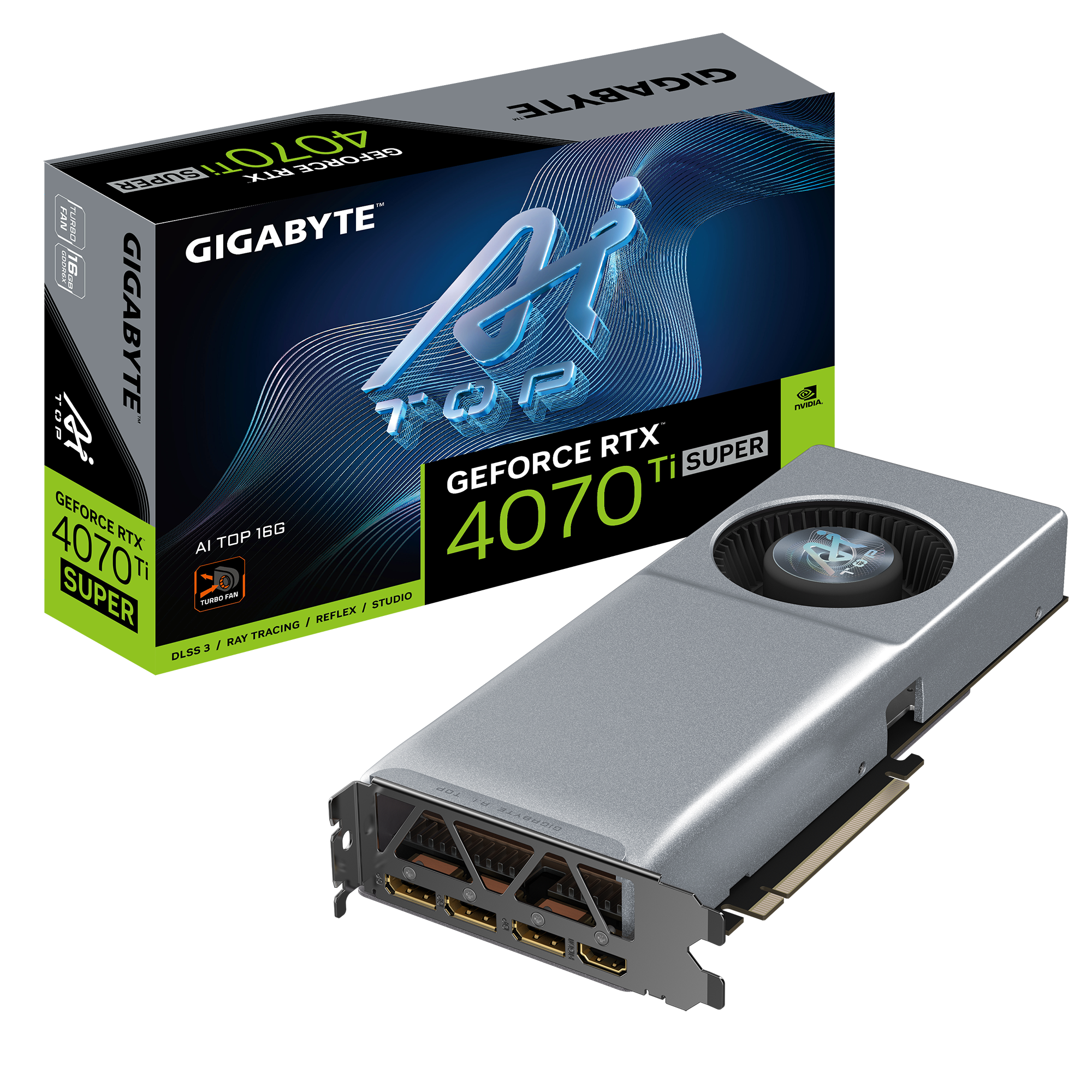 GIGABYTE GeForce RTX 4070 Ti SUPER AI TOP 16G Graphics Card Image