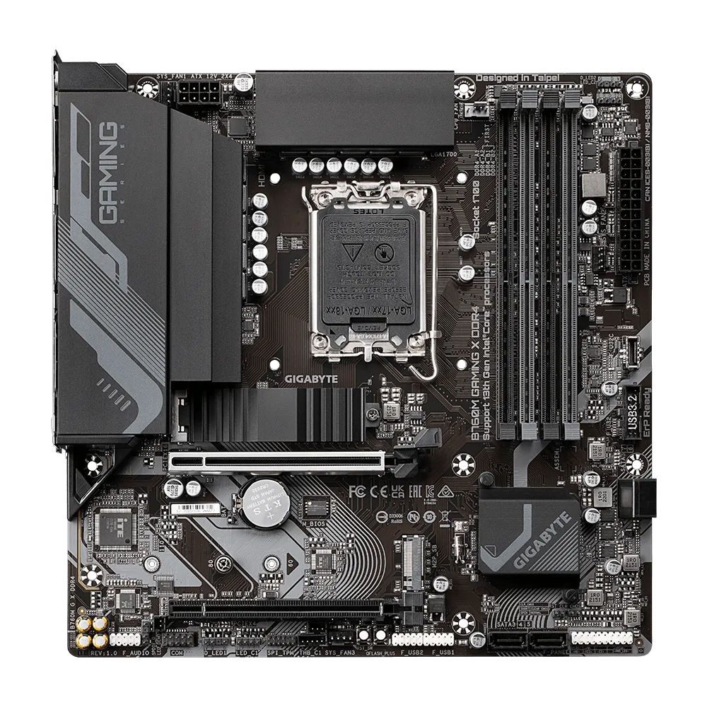 Gigabyte GA-B760M-GAMING-X-DDR4 B760M Gaming X DDR4 Intel B760 Raptor Lake LGA 1700 Micro-ATX Desktop Motherboard Image