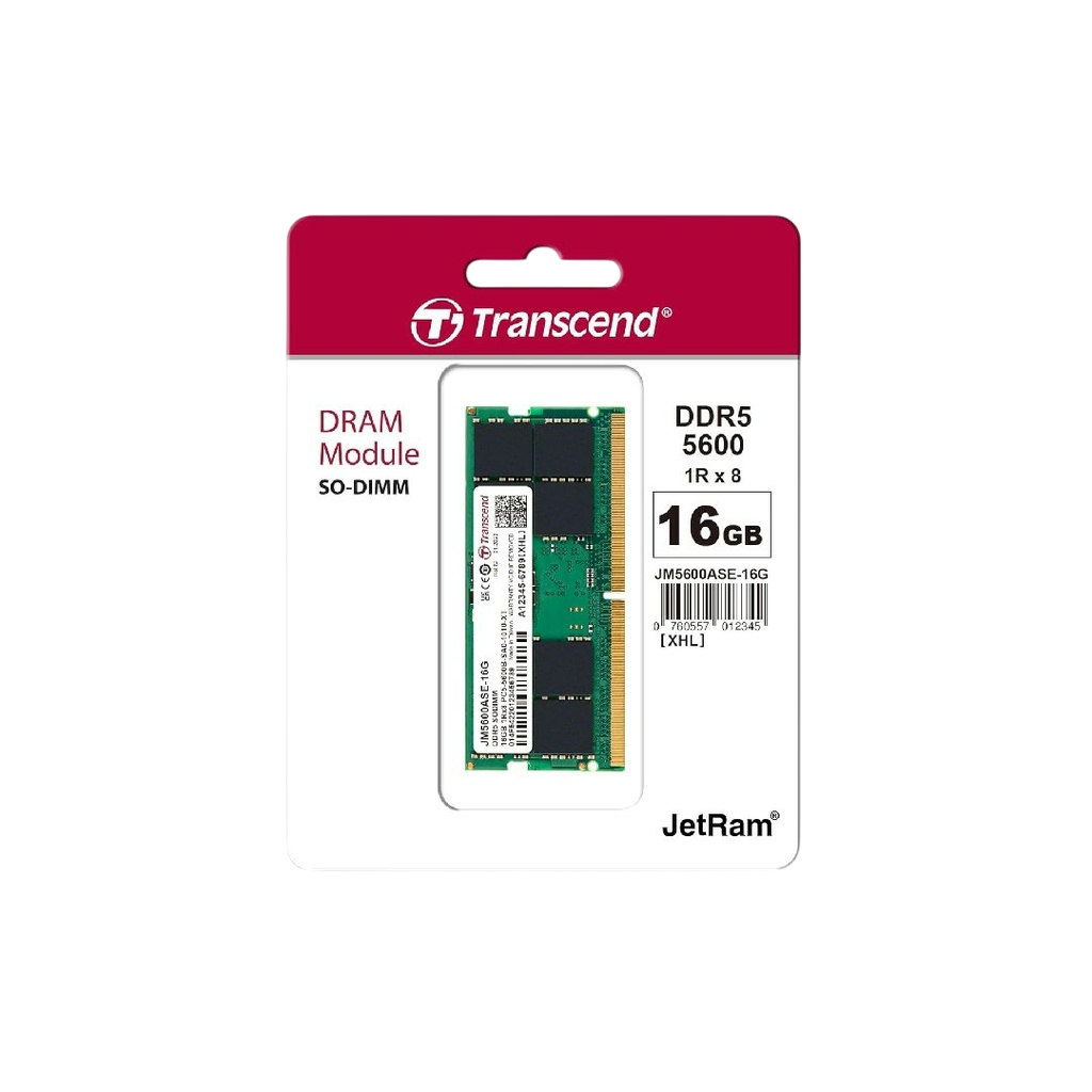Transcend SO-DIMM Module Laptop RAM 16GB DDR5 5600MHz Image